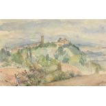 C H BAGNOLI (20th Century) Italian Hill-top Village, Watercolour, Signed lower left, another image