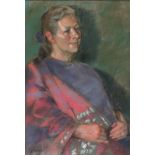 Ken SYMONDS (British 1927-2010) Portrait of the artist Maggie Pickering, Pastel, Signed lower