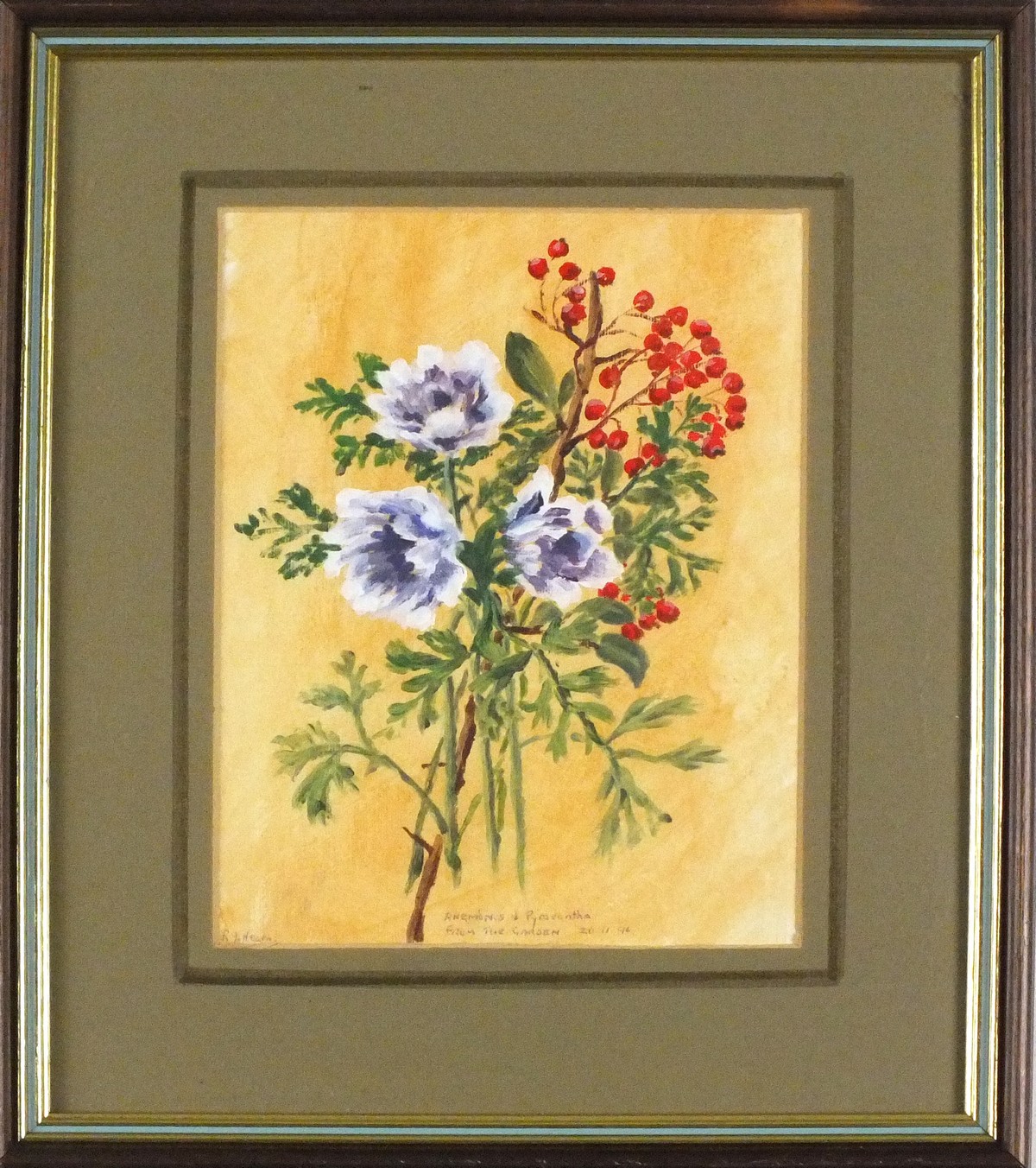 L G DEVENISH (British 20th Century) Anemones in a Chinese vase, Watercolour, Signed lower left, 8. - Image 4 of 4