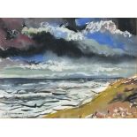 Mark WILLIAMSON (British 20th Century) Stormy Skies, beach scene, gouache on paper, Signed lower