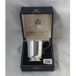 Boxed christening mug 3.5" over handle. Lon. mod. by G & Co. 80g.