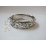 Wide heavy scroll engraved silver bangle 28g