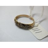 Victorian 18ct gold enamel and diamond mourning ring approx size R 3.5g