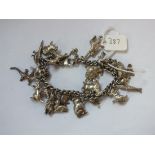 Silver charm bracelet 62g