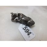 Victorian butter dish finial in the form of a cow 2" long. Sheff. by HW & Co. 8g.