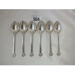 Set of six fancy tea spoon with scroll terminals B'ham 1913 by WHH 50g.