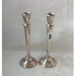 A pair of V–shaped circular candle sticks 8" high. B'ham mod. by SJR