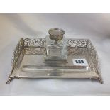 Ink stand, three galleried sides 7" wide. Lon. 230g.