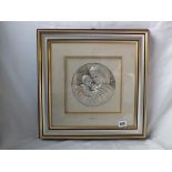 A framed relief of mother and child 6.5" dia. mark .925