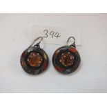 Pair Scottish stone set earrings