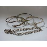 Four silver bracelets 40g