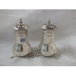 A pair of pear shaped castors 5" high. B'ham 1919 by BP & DC 110g.