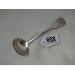 Exeter. Victorian fiddle pattern cream ladle. 1851 by JO 12g.