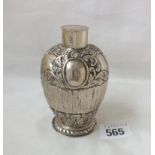 Dutch baluster shaped tea caddy, embossed with foliage 4" high 80g.