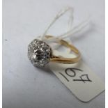 FINE VINTAGE 18CT GOLD & PLATINUM mounted diamond cluster ring approx 3/4ct of diamonds size K