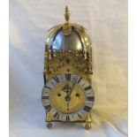 Large brass lantern clock with striking movement 11.5“ high