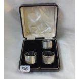 Set of three heavy circular napkin rings. B'ham 1931 by WBS 170g.