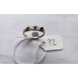 9ct sapphire & diamond fancy half hoop ring (size N).