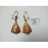 Pair fancy 9ct cameo earrings