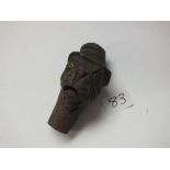 Wooden carved dogs head handle 5cm long