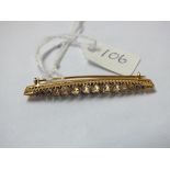 Vintage high carat gold crystal set brooch 4.5cm long 2.1g inc