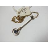 Gold pearl and sapphire Lavalier pendant necklace