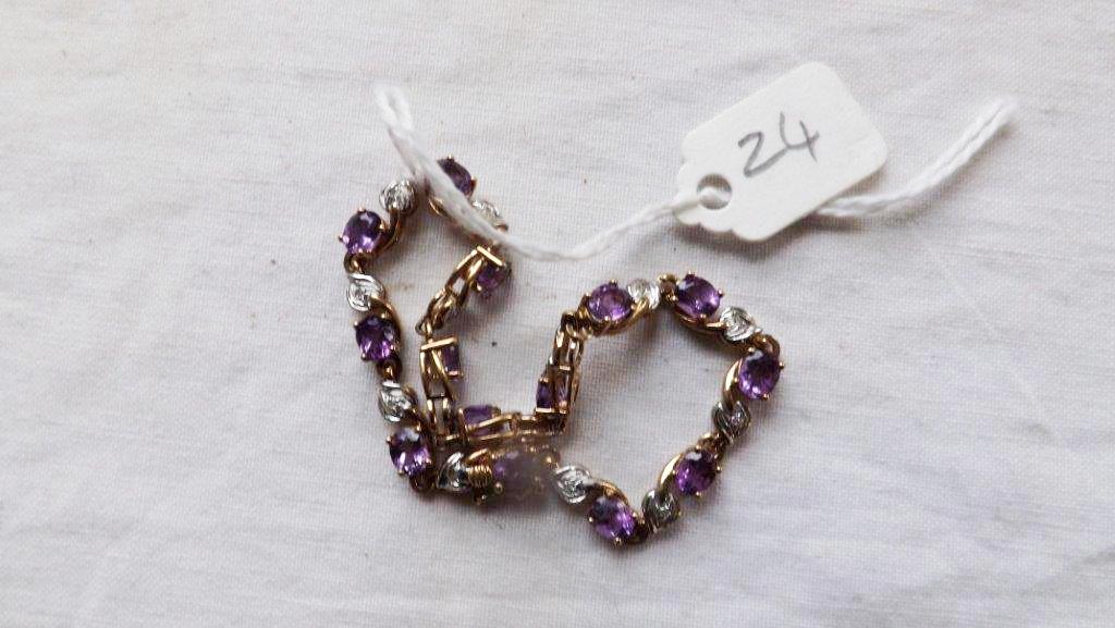 Fancy 9ct amethyst and diamond bracelet