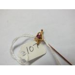 9ct ruby set heart stick pin 1.1g