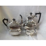 Ep. four piece Georgian style boat shaped tea service 10" over spout