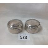 A pair of French paste pots with lift off covers 2" dia. 50g.