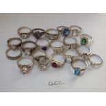 20 x silver assorted rings 76g