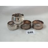 A pair of turned napkin rings. B'ham, also two others 50g.