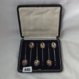 Box set of six bean top coffee spoons. B'ham