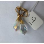 An attractive pair 9ct and crystal ear pendants 3.7g inc