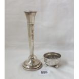 Victorian circular reeded salt, also a spill vase 6.5" high