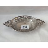 Oval pierced bonbon dish 6.5" over handles. Lon. 1801 by GJ & DH 65g.