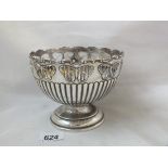 Rose bowl, pierced with butterfly motifs 5" dia. B'ham 1905 by WHS 220g.