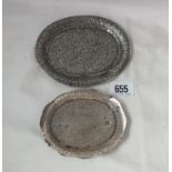 Turkish small pin tray 4.5" dia. also a filigree pin tray 160g.