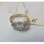 14ct gold three stone ring approx size T