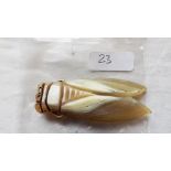 Antique horn bug brooch signed GIP.