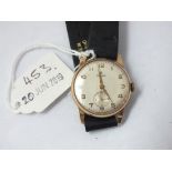 Gents wrist watch by Roidor in 9ct gold, back inscribed