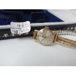 Tissot ladies 9ct mounted wrist watch in box