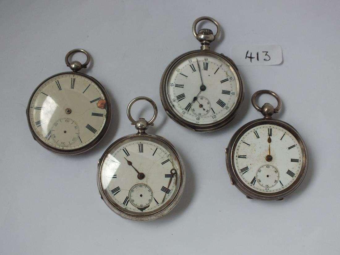 Four gents silver pocket watches