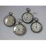 Four gents silver pocket watches