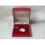 Red Omega wrist watch box