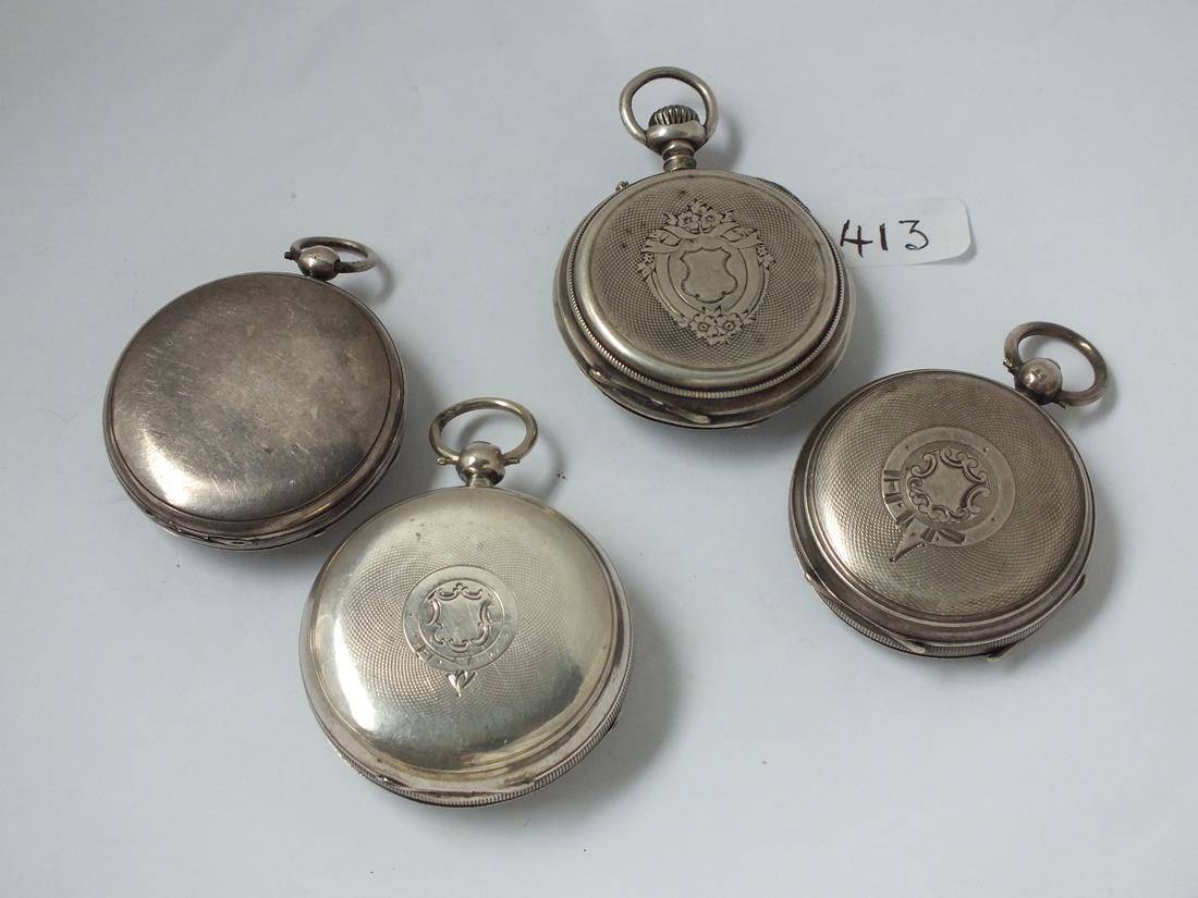 Four gents silver pocket watches - Image 2 of 2