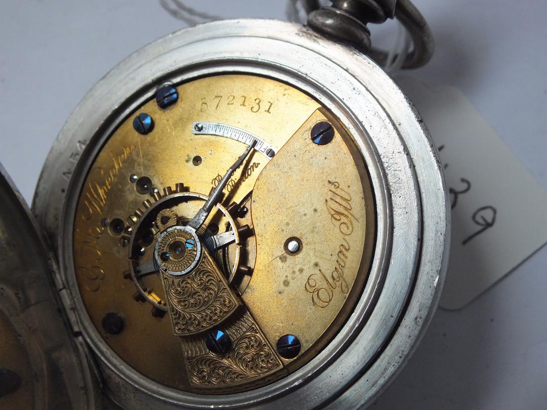 Large Elgin silver cased pocket watch with seconds dial - Image 3 of 3