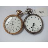 Gents silver pocket watch by Buren and a rolled gold Waltham Pocket watch