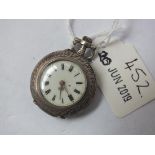 Continental silver and two coloured gold ladies fob watch