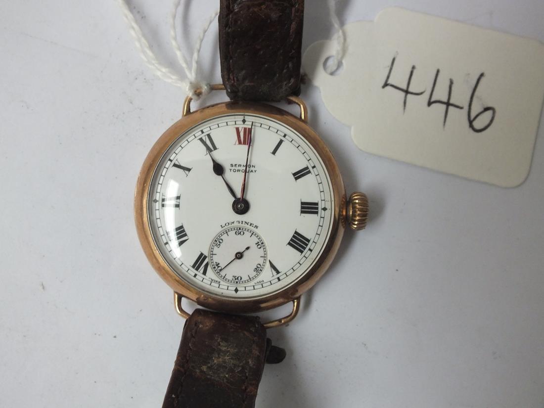 9ct Longines wrist watch with seconds dial